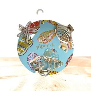 Piper K Sea Shells Ocean Beach Gold and Pearl Hair Clips